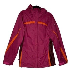 WOMEN COLUMBIA INTERCHANGE JACKET OUTER LINED SHELL OMNI SHIELD HOOD SKI RAIN L